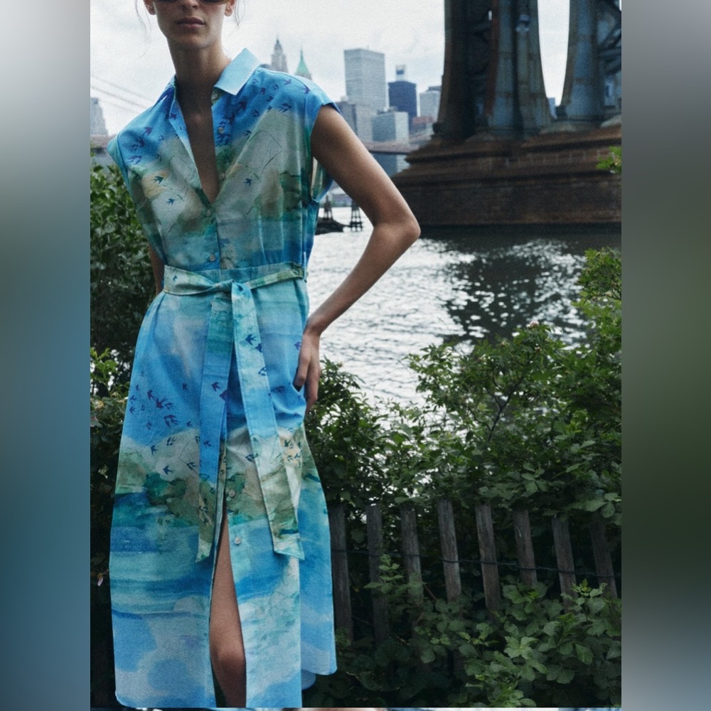 Zara printed shirt dress ZW collection 2183/014 - Picture 6 of 11